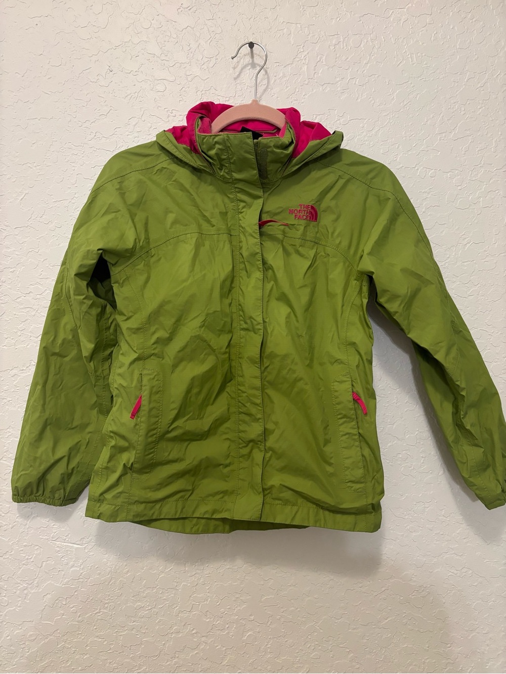 North Face Hyvent Girls Medium 10/12 Pink Hooded Windbreaker Rain Jacket Coat